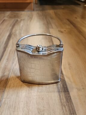 Bijoux Terner Silver Croc-Embossed Mini Top-Handle Bag
